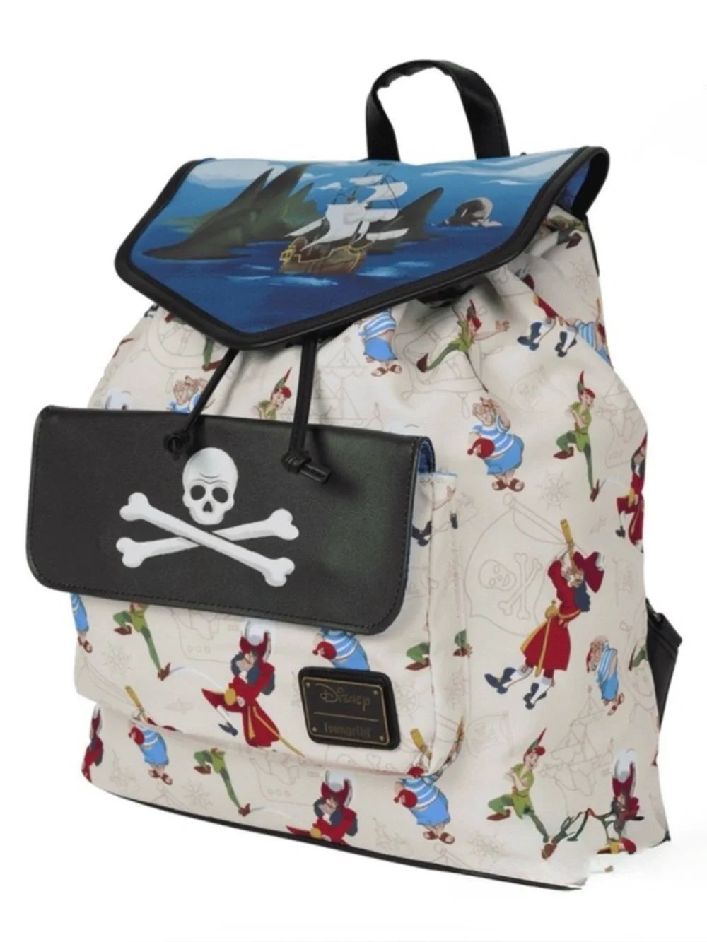 NWT Loungefly DISNEY Peter Pan Captain Hook Drawstring Full Size Backpack